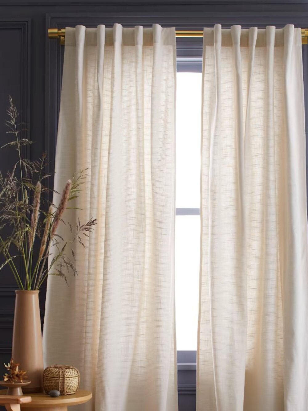 Quince Cotton Slub Light Filtering Curtain Natural 48 x 96 Single Panel NWOT